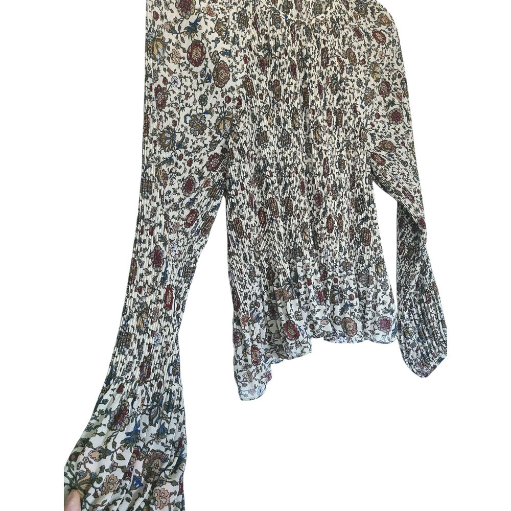 Veronica Beard Lewin Vine Floral Smocked Blouse Top Whitestone Multi Size 10 (M) - Picture 3 of 9